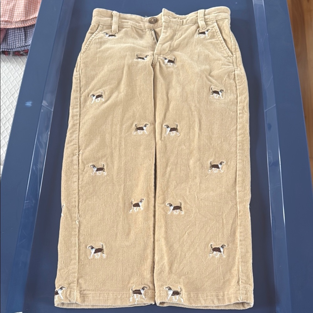 TBBC Tan Corduroy Boys Pants with Dog Embroidery